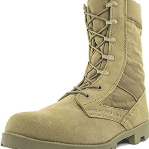 Men's 9" tan military tactical boots with zipper
